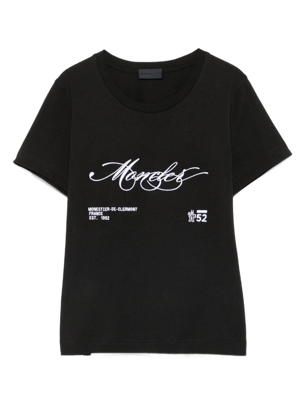 Cotton T-shirt with embroidered cursive logo K20938C00005 89AJS998 MONCLER