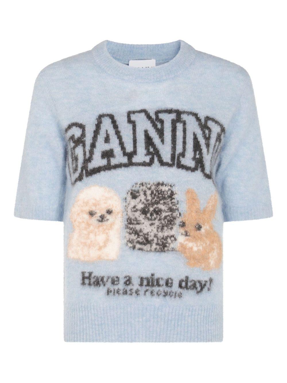 T-shirt with logo and print K2517 326 GANNI