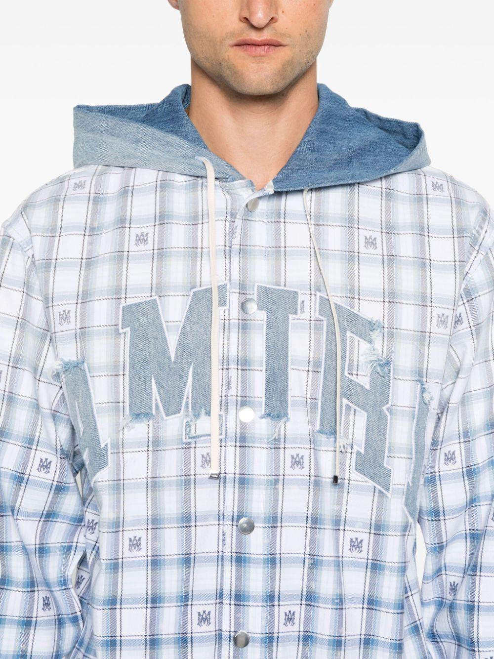 Logo-patch shirt<BR/><BR/><BR/> AMSTOS1016 CERULEAN AMIRI