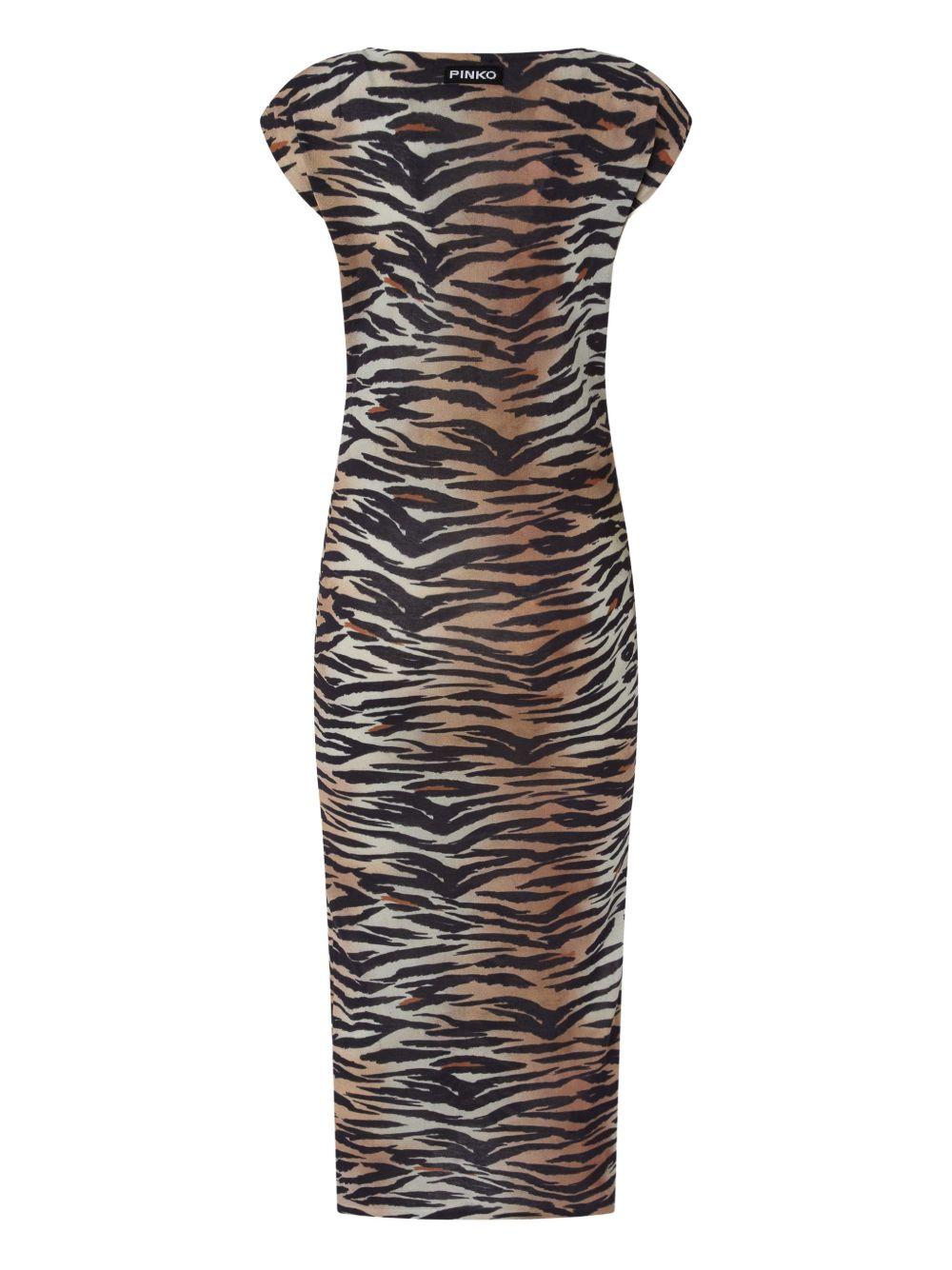 Sheath midi dress with animal print 106371 A356ZC8 PINKO