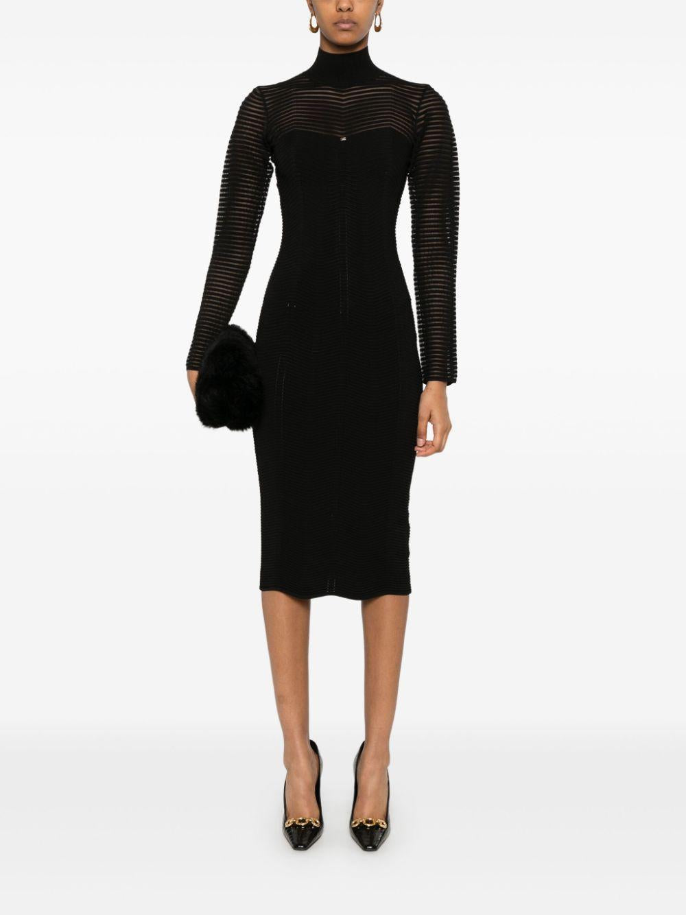 3D herringbone midi dress<BR/><BR/><BR/> AM02B46E2 110 ELISABETTA FRANCHI