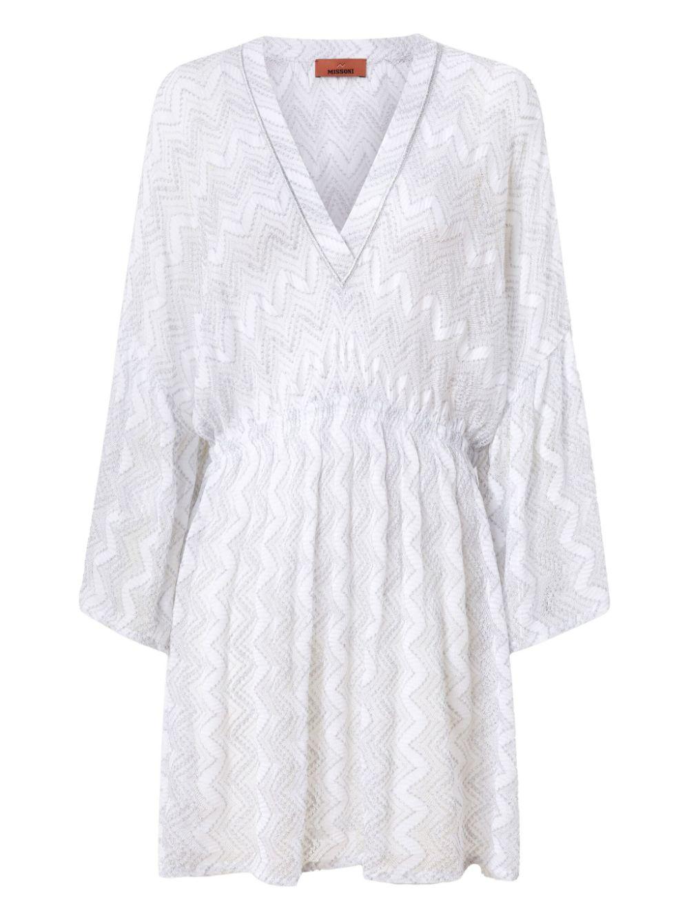 Viscose zig zag lamé viscose cover-up dress with wide sleeves<BR/><BR/><BR/><BR/><BR/><BR/><BR/> MC22SQ03 BR00ZXS01FJ MISSONI