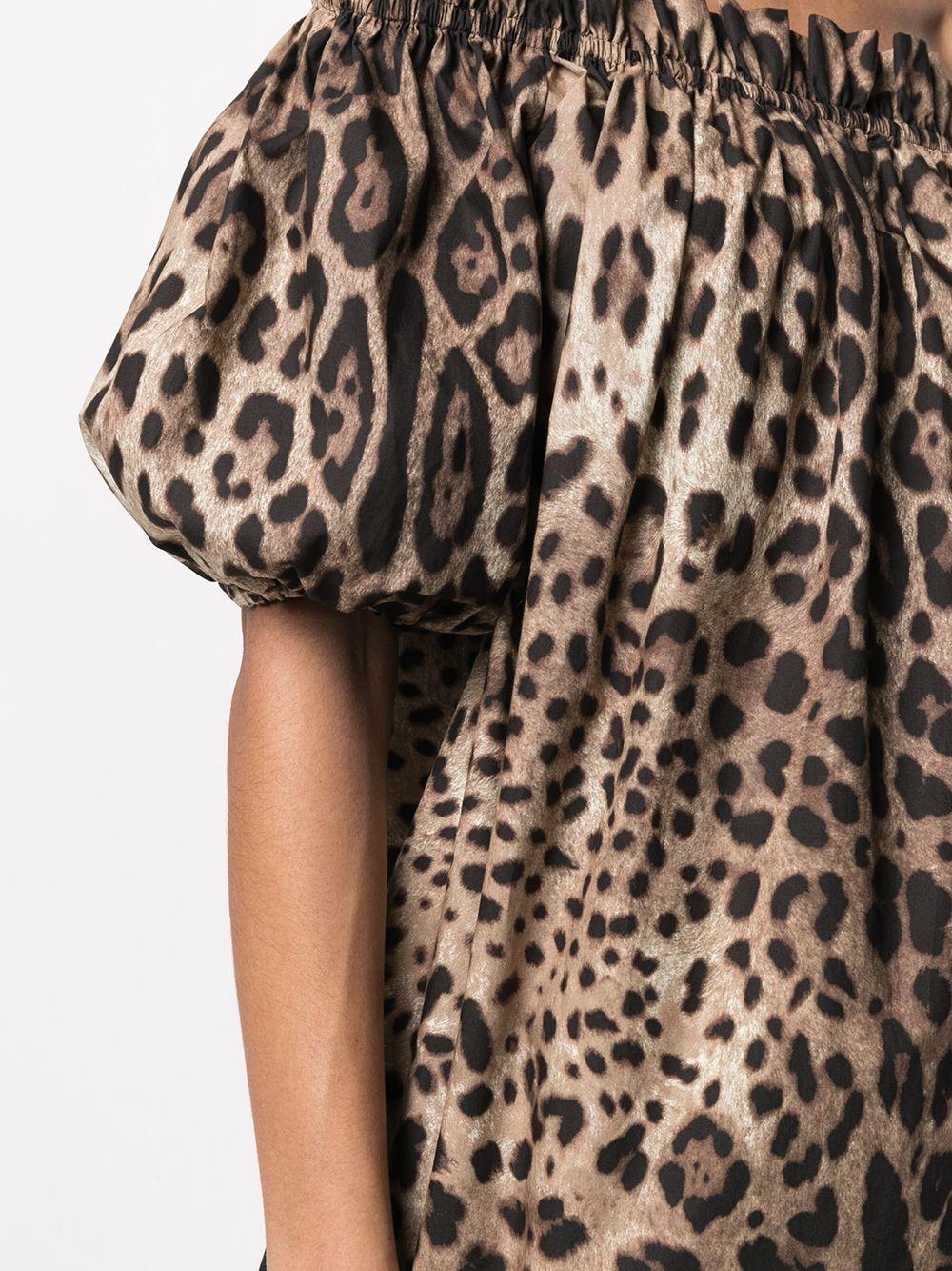 Short-sleeved leopard-print poplin top F71J7T HS5E3HY13M DOLCE & GABBANA