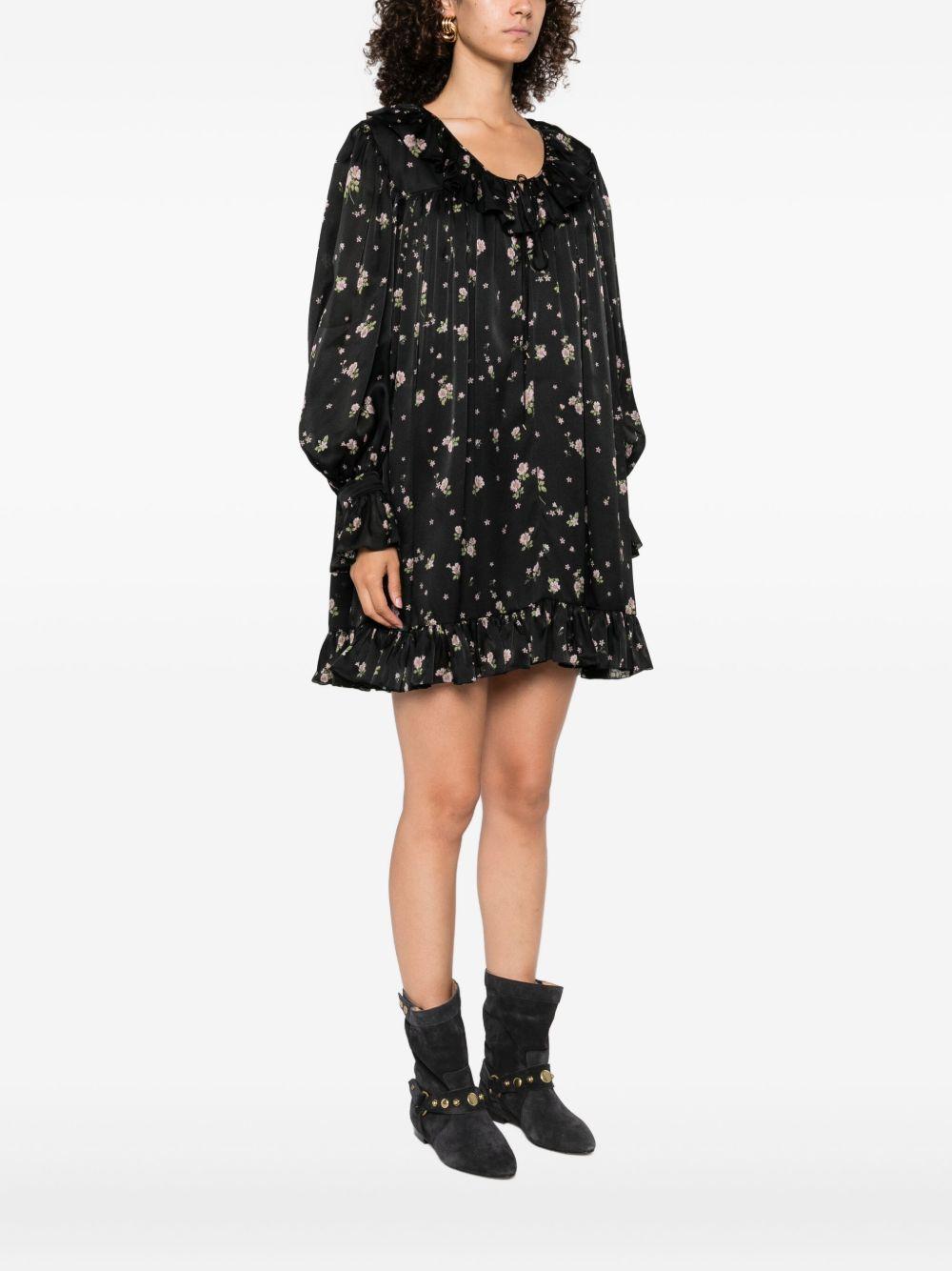 Gathered long-sleeve mini dress in silk charmeuse CH25ARO26481 001 CHLOÉ
