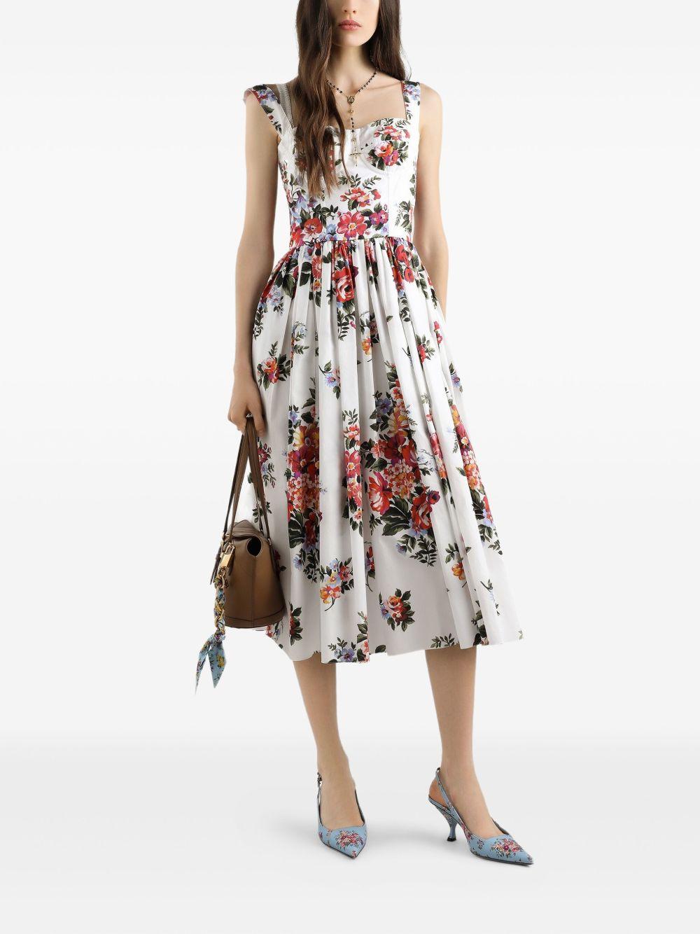 Floral Print Midi Bustier Dress F6TTGT HS5UUHA5ZO DOLCE & GABBANA