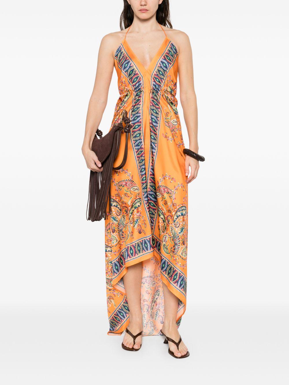 Long Silk Dress with All-Over Print and Back Bow WRPA0001 AKF13X0852 ETRO