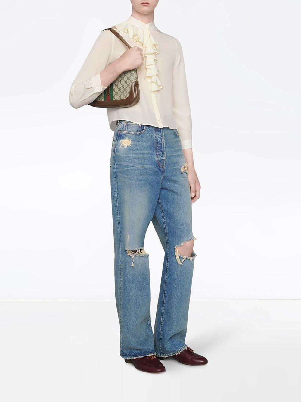 Blusa con ruches con colletto alla coreana 642439 ZAAOG9154 GUCCI
