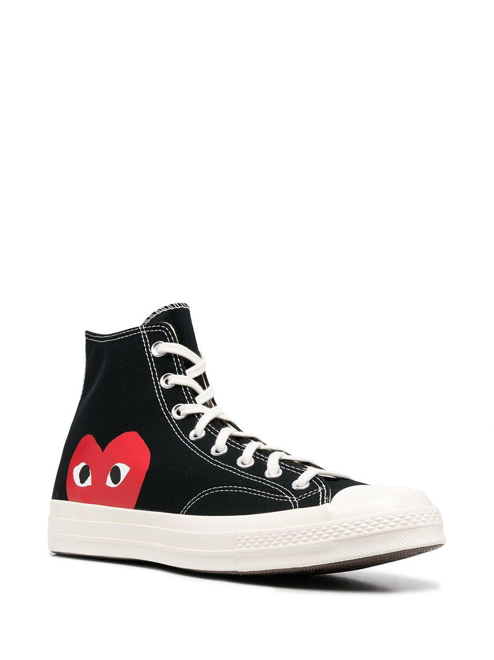 Converse x CDG<BR/>High-top black sneakers with heart application P1K112 BLACK COMME des GARÇONS PLAY x Converse