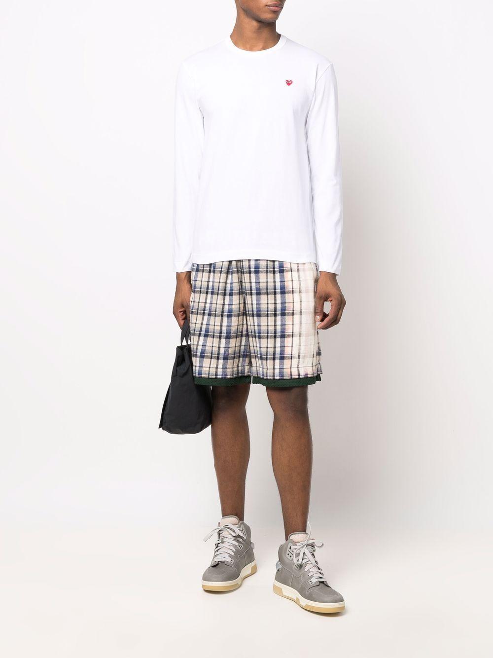 White long sleeves heart print long sleeved shirt AXT308051 WHITE COMME des GARÇONS PLAY x Converse