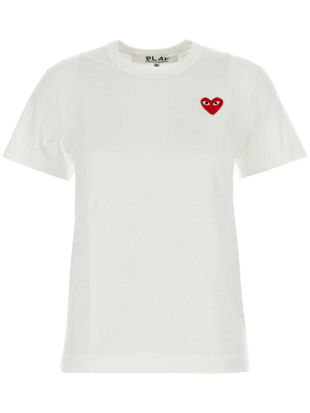 PLAY Rhinestone Emblem Red Heart T-Shirt AXT108 WHITE COMME DES GARÇONS PLAY