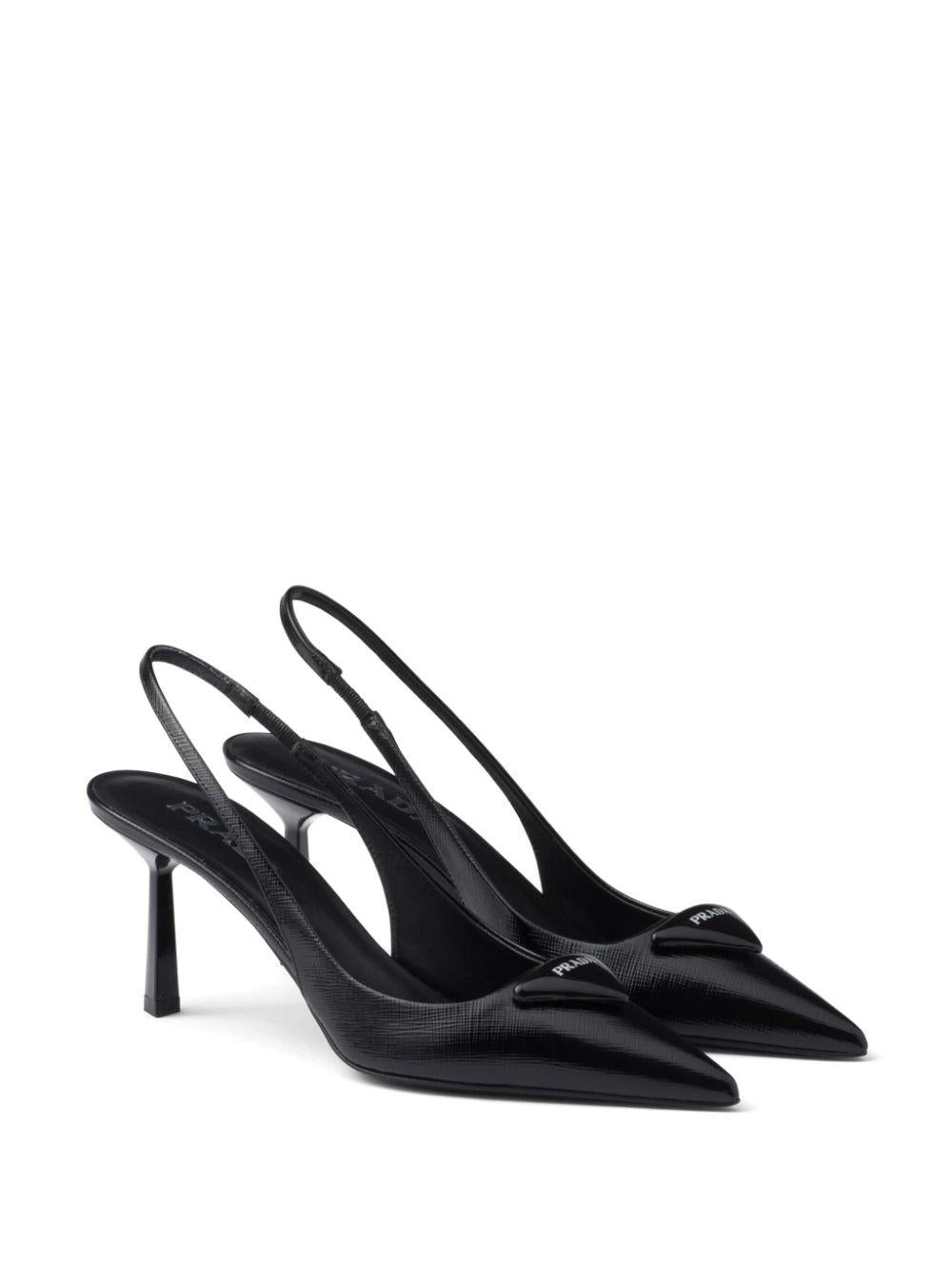 75mm triangle-logo leather pumps<BR/><BR/><BR/> 1I901M 3A9SF0002 PRADA