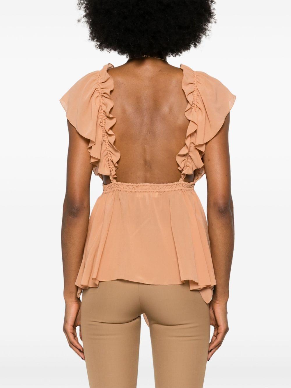 Ruffled trim plunging top CH24AHT41002 26W CHLOÉ
