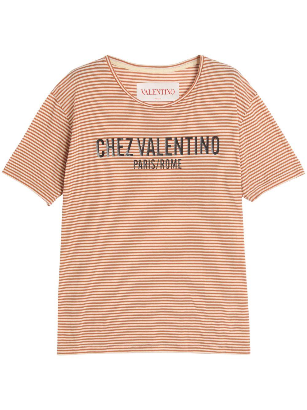 Chez Valentino-print striped T-shirt<BR/><BR/><BR/> 6V3MG16SAPY RGV VALENTINO GARAVANI