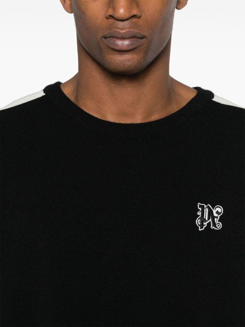 Monogram-embroidered crew-neck jumper<BR/><BR/><BR/> PMHE075F24KNI001 1003 PALM ANGELS