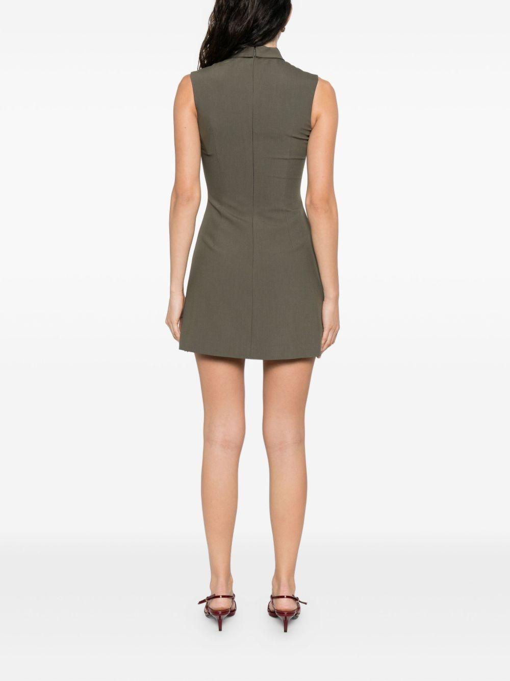 khaki twill mini dress 016SB GREEN SELF-PORTRAIT