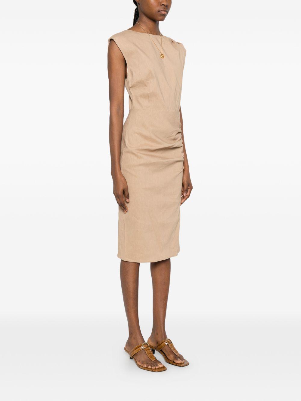 Slim-fitting calf-length dress in linen 106521 A34ID41 PINKO