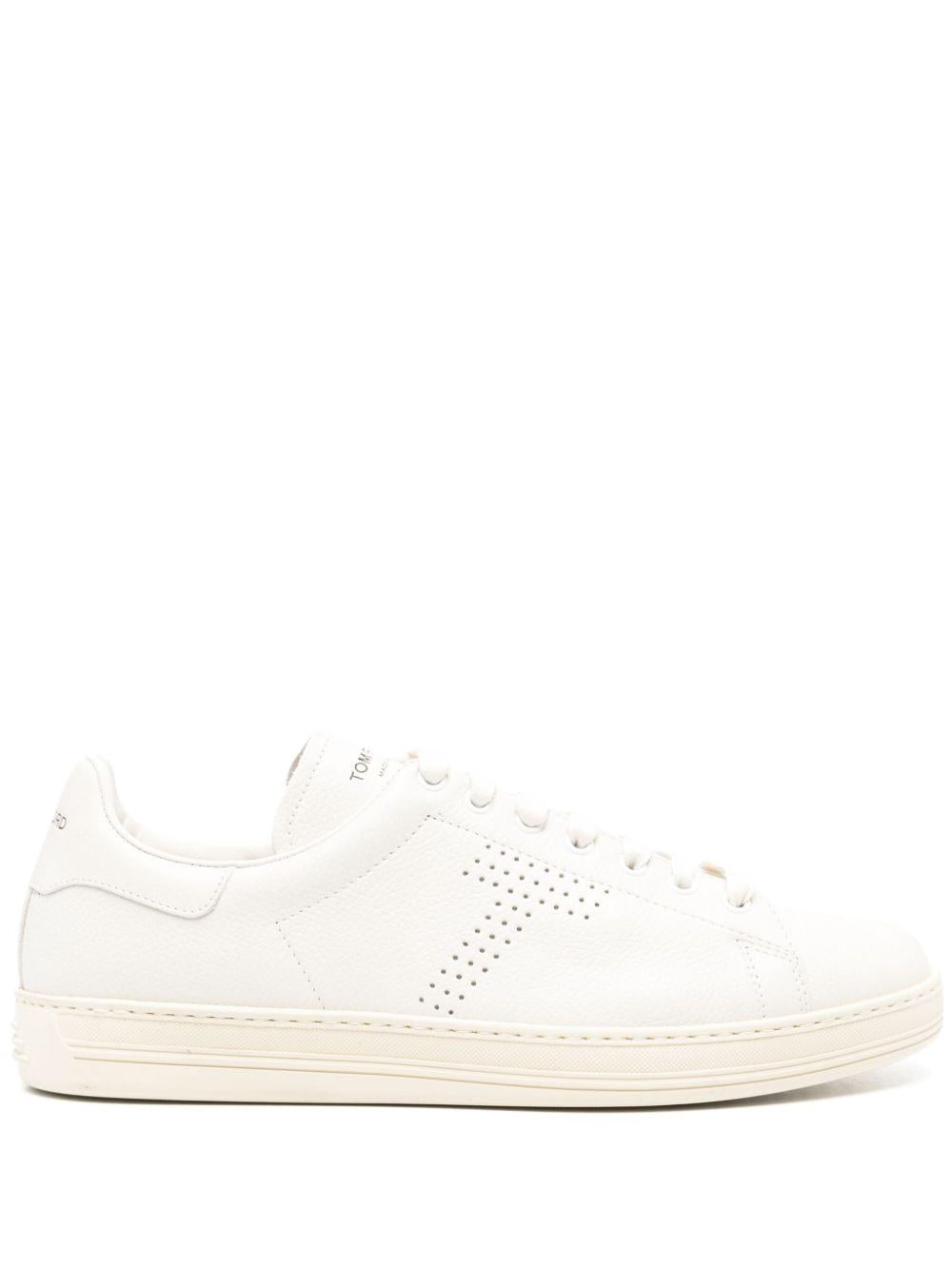 Perforated-logo leather sneakers<BR/><BR/><BR/> J1507 LCL045L3WW06 TOM FORD
