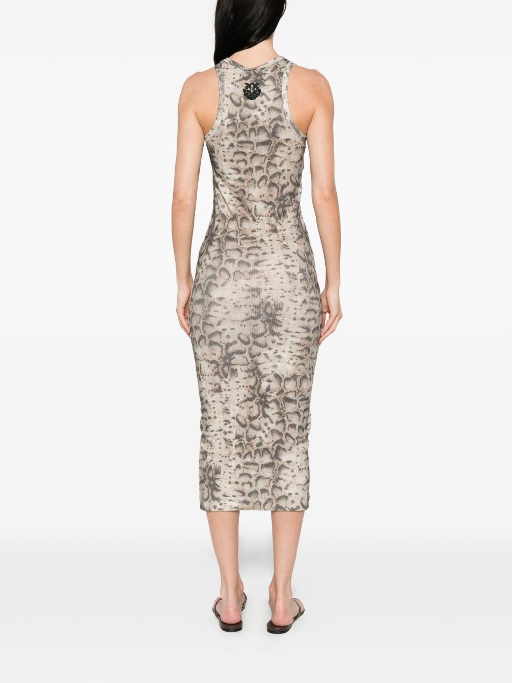 Ribbed slim-fit midi dress with snake print 106993 A3DPCZ9 PINKO