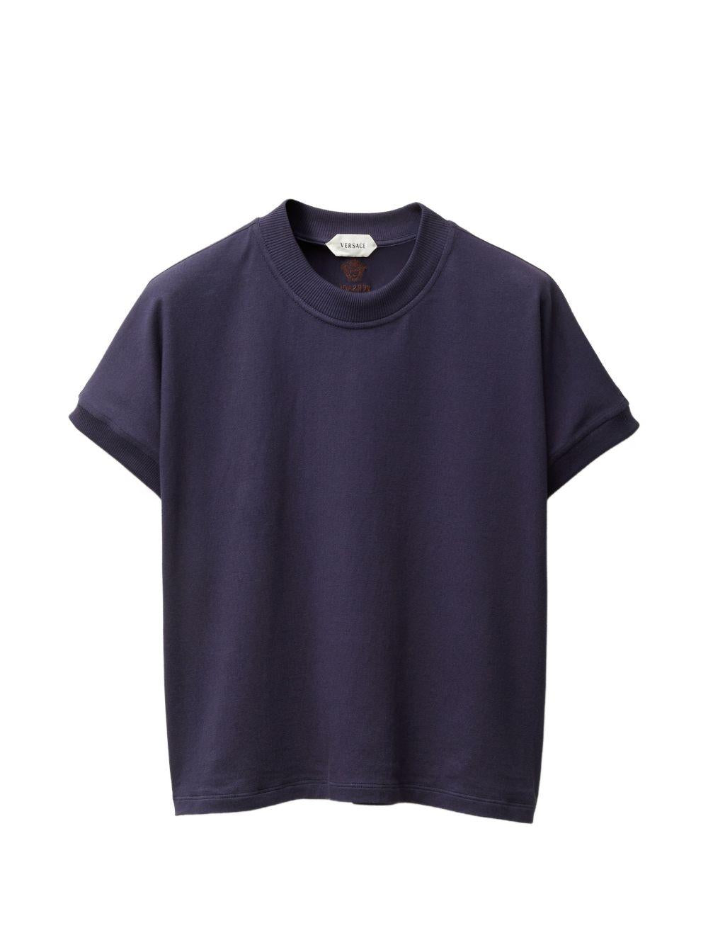 Embroidered Stretch Cotton-Jersey T-Shirt 1023753 1A178881UQ30 VERSACE