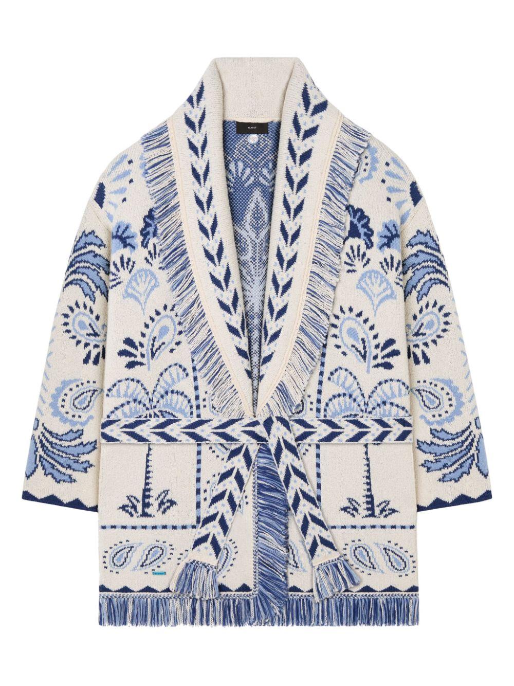 Cardigan with palm tree pattern LWHB064R25KNI005 0345 ALANUI