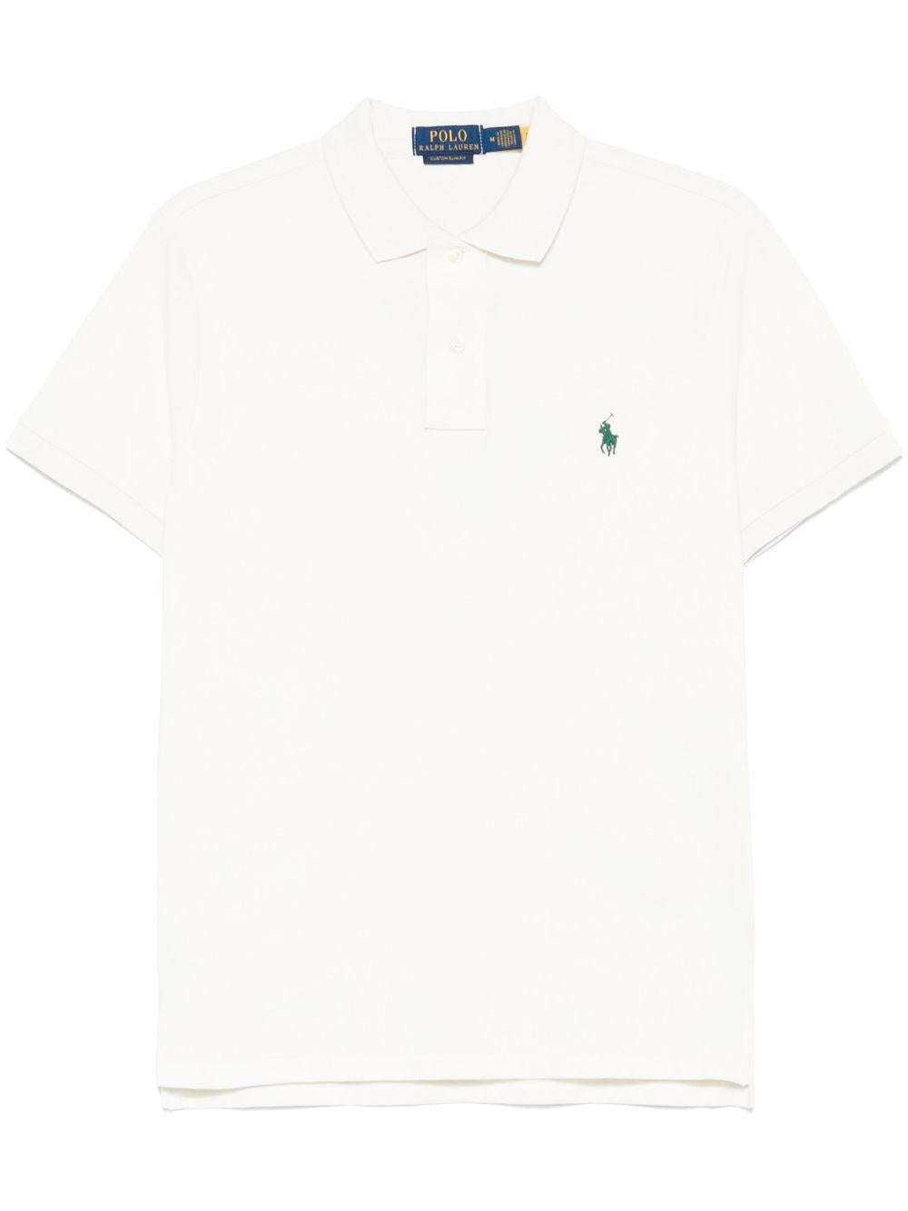 Polo Pony-embroidered polo shirt<BR/><BR/><BR/> 710680784426 ANTIQUE CREAM/ANTIQUE GREEN POLO RALPH LAUREN