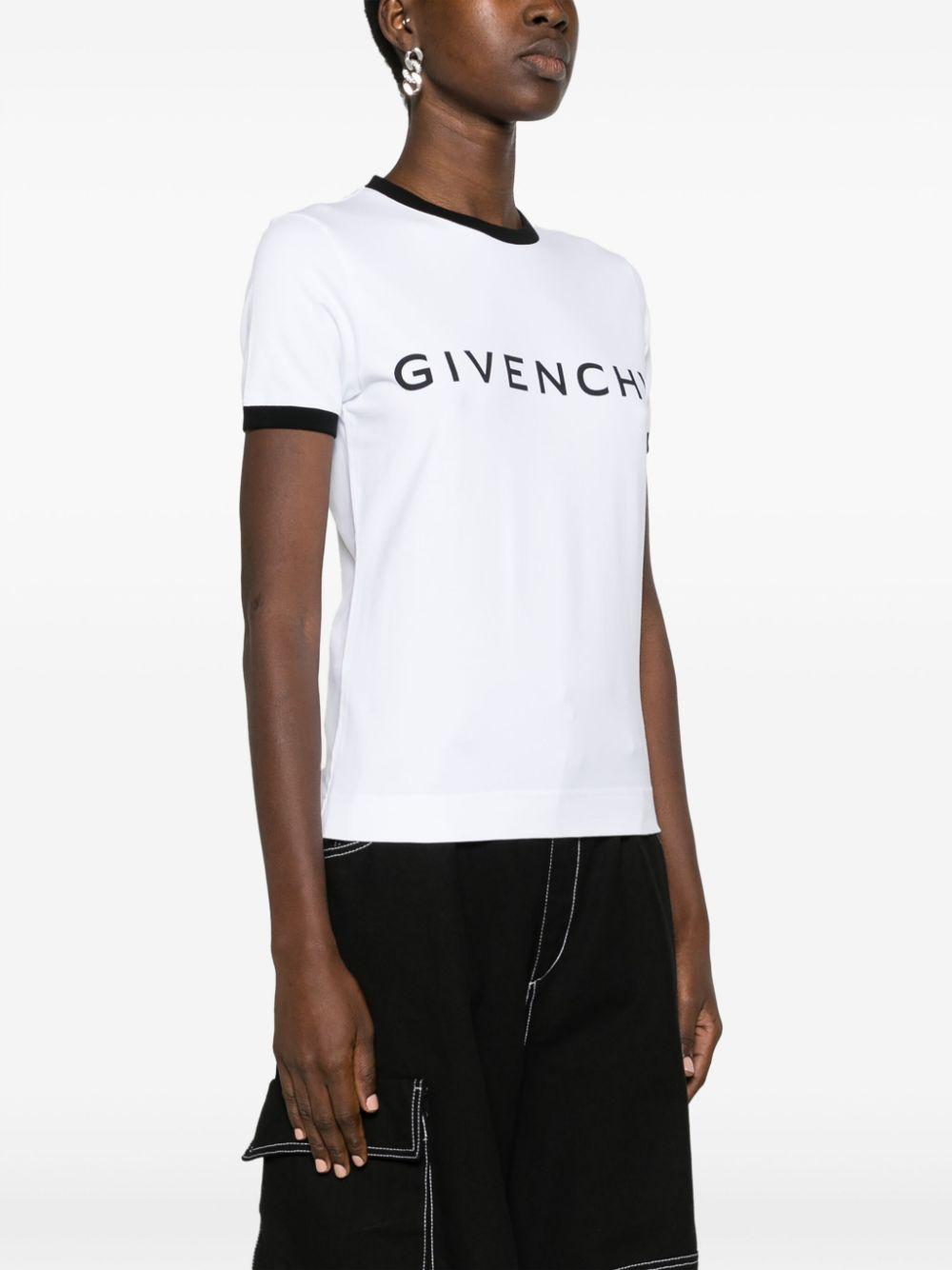 logo-print cotton T-shirt<BR/> BW70BF3YAC 116 GIVENCHY