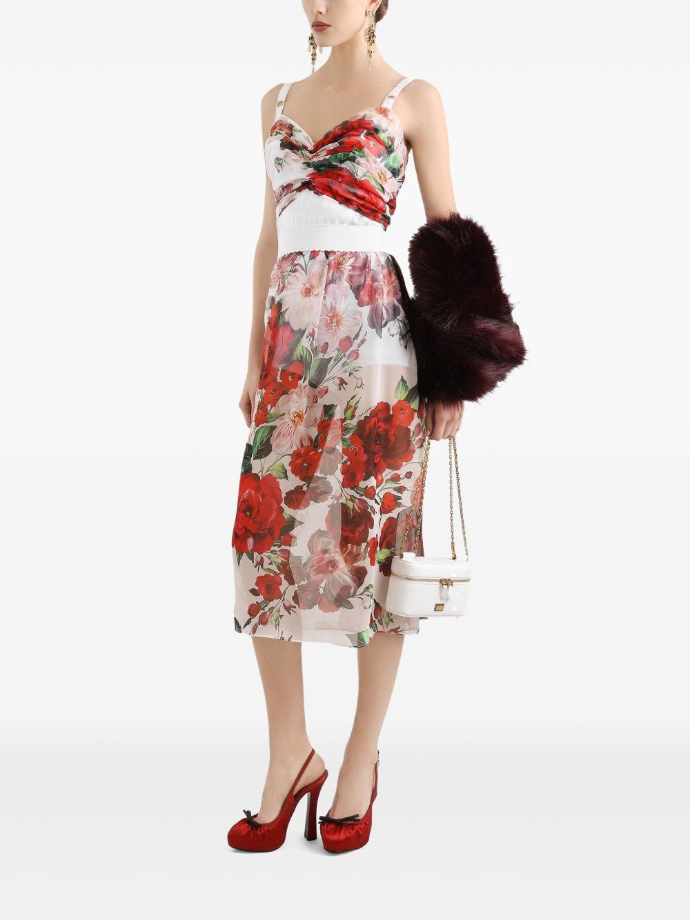 Rose-print marquisette and chiffon corset top F7AX5T IS1Y6HA5PD DOLCE & GABBANA