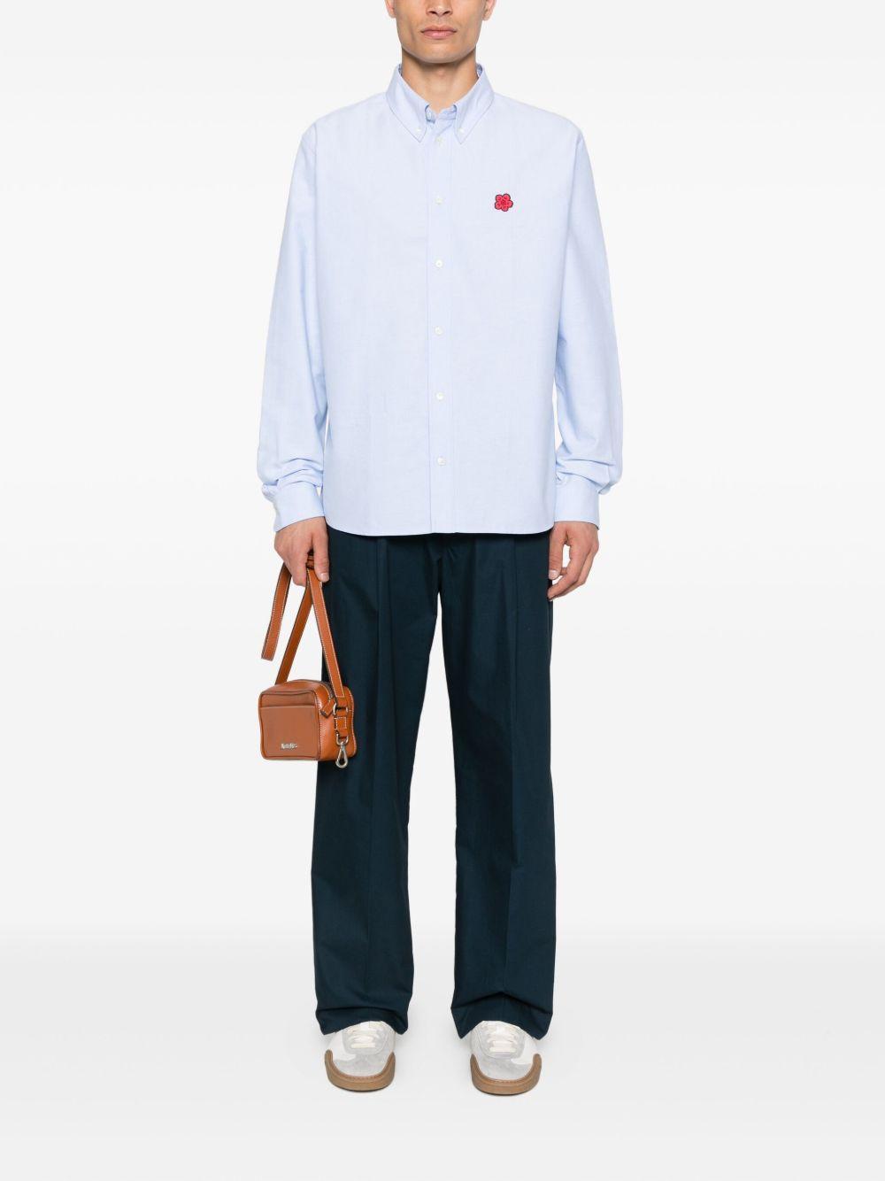 'Boke Flower' embroidered casual shirt in cotton oxford FF65CH4109LO 64SKYBLUE KENZO