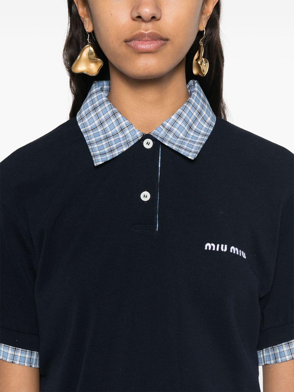 Layered-effect polo shirt<BR/><BR/><BR/> MJN555 15WDF0008 MIU MIU
