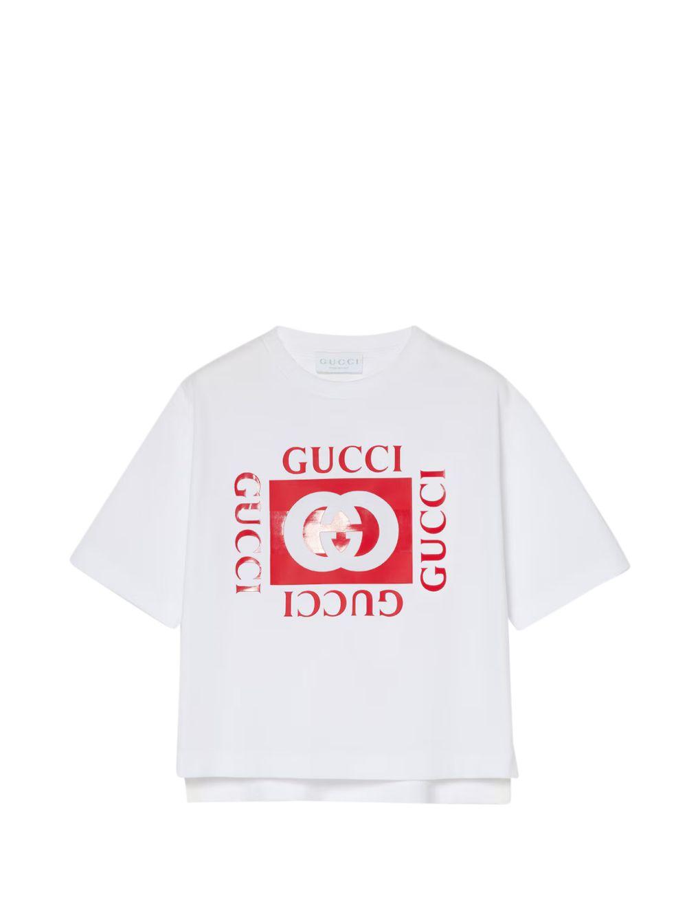 cotton T-shirt with print 855551 XJHO79055 GUCCI KIDS