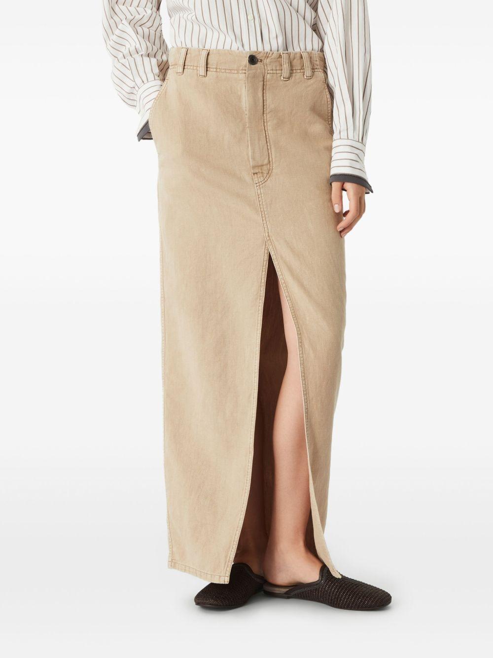 Chino skirt in garment-dyed cotton and linen cover ML996G3822 C2910 BRUNELLO CUCINELLI