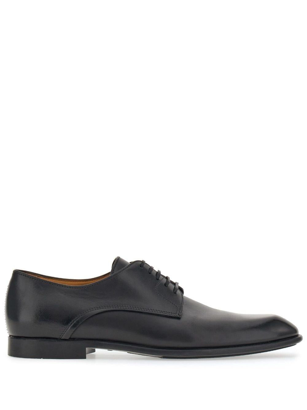 lace-up leather derby shoes<BR/><BR/><BR/> FOSCO 0762619NERO FERRAGAMO