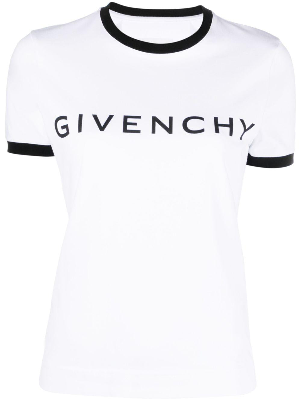 logo-print cotton T-shirt<BR/> BW70BF3YAC 116 GIVENCHY