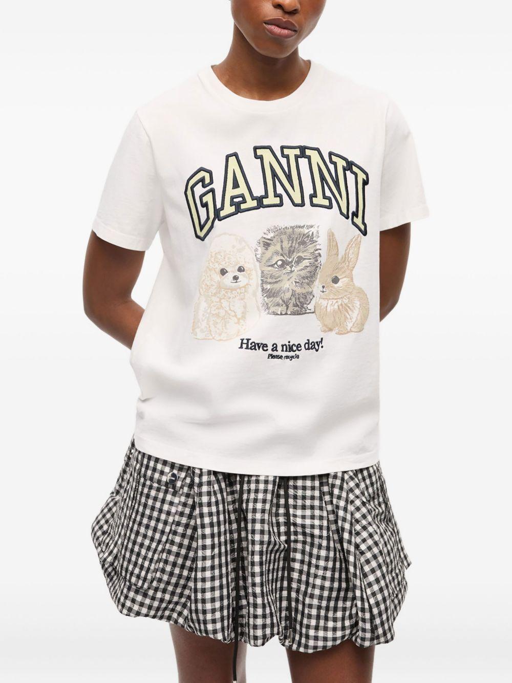 Animal Print T-shirt T4237 151 GANNI