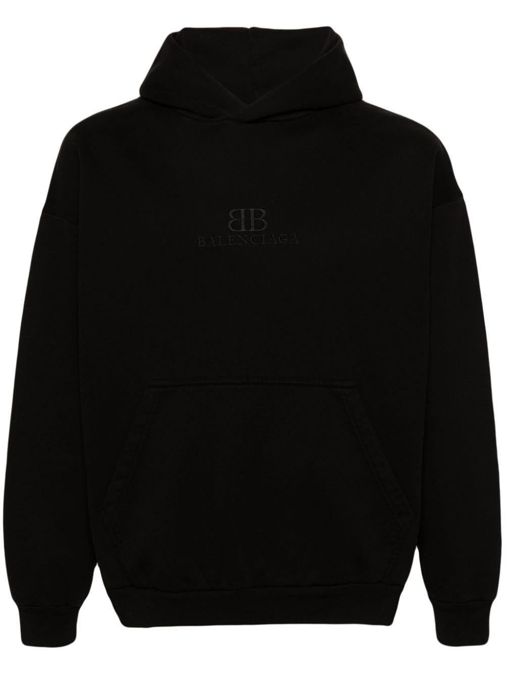 Logo-embroidered cotton hoodie<BR/><BR/><BR/> 767877 TQVS92020 BALENCIAGA