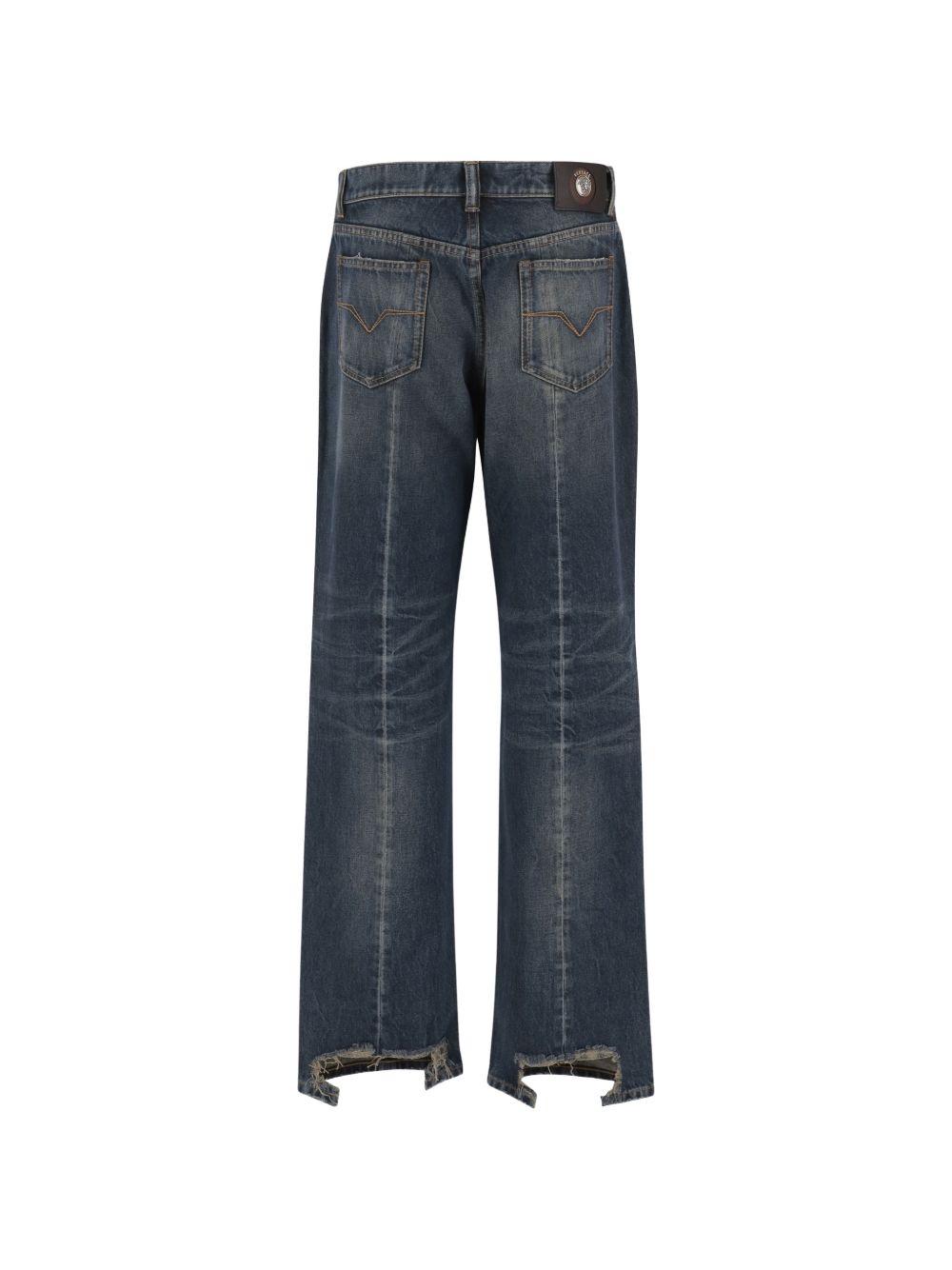 Distressed Straight Jeans 1024529 1A177071DA60 VERSACE
