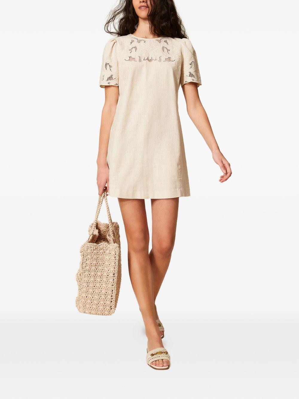 Short linen blend dress with embroidery 261TP2310 S2140000059 TWINSET