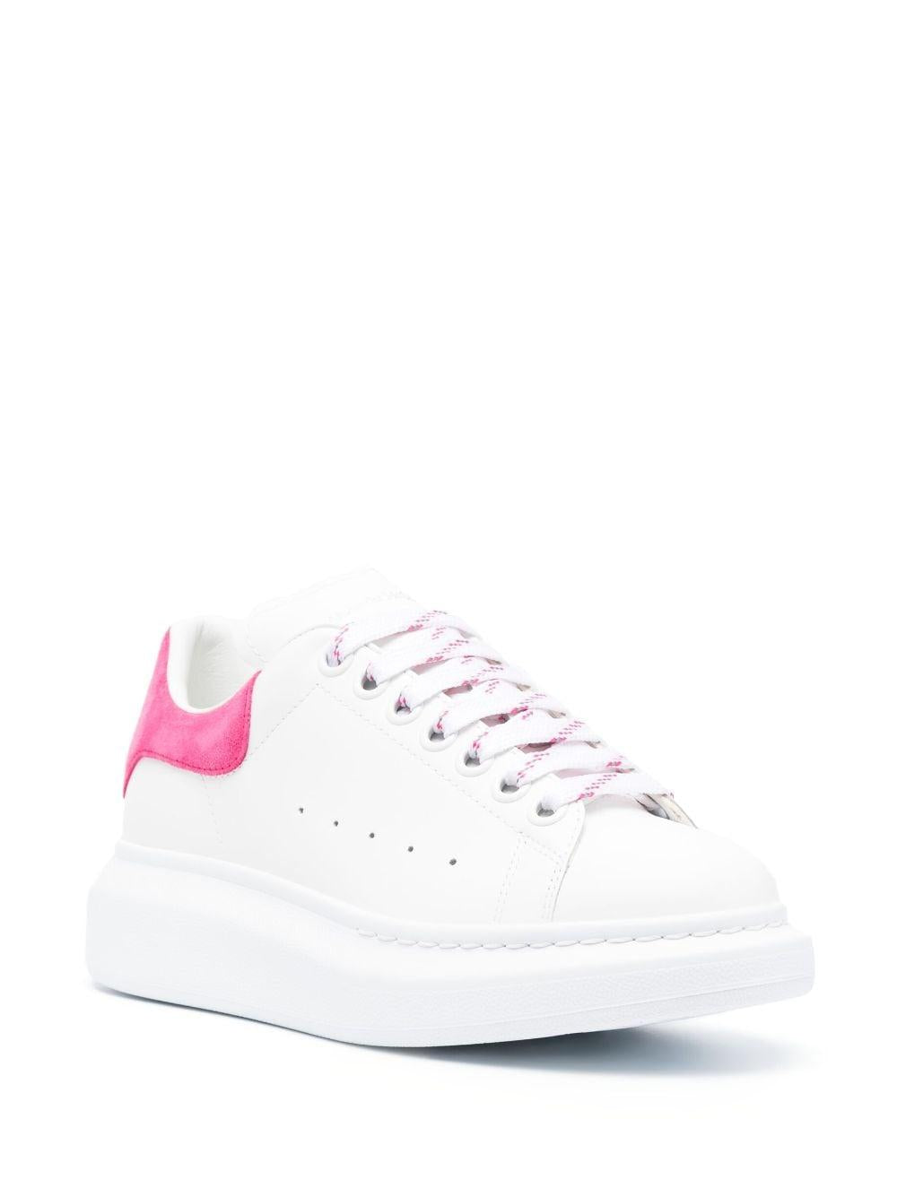 White/fuchsia leather/suede oversized low-top sneakers 718139 WIBN28844 ALEXANDER MCQUEEN