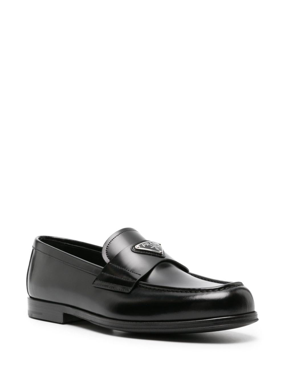 Enamel-triangle leather loafers<BR/><BR/> 2DB209 055F0002 PRADA