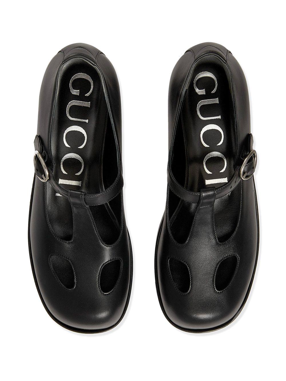 Mary Janes in pelle colore nero con tacco scultura 635673 BKO001000 GUCCI