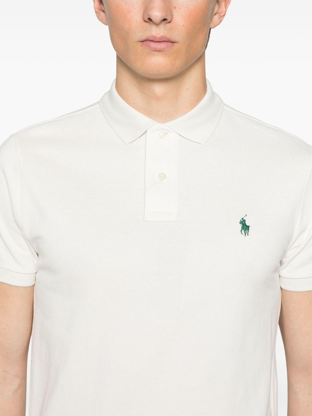 Polo Pony-embroidered polo shirt<BR/><BR/><BR/> 710680784426 ANTIQUE CREAM/ANTIQUE GREEN POLO RALPH LAUREN