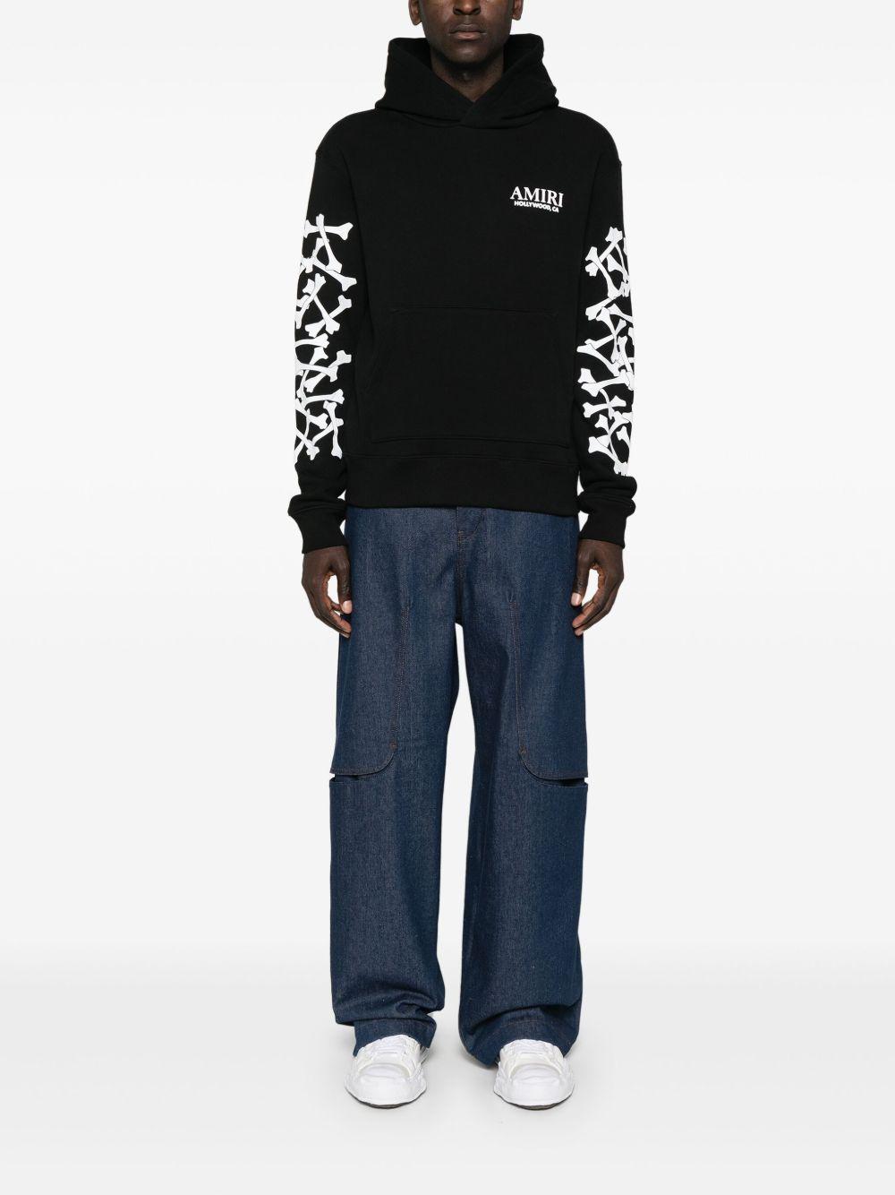 Bones Stacked lyocell hoodie<BR/><BR/><BR/> AMJYHD1051 BLACK AMIRI