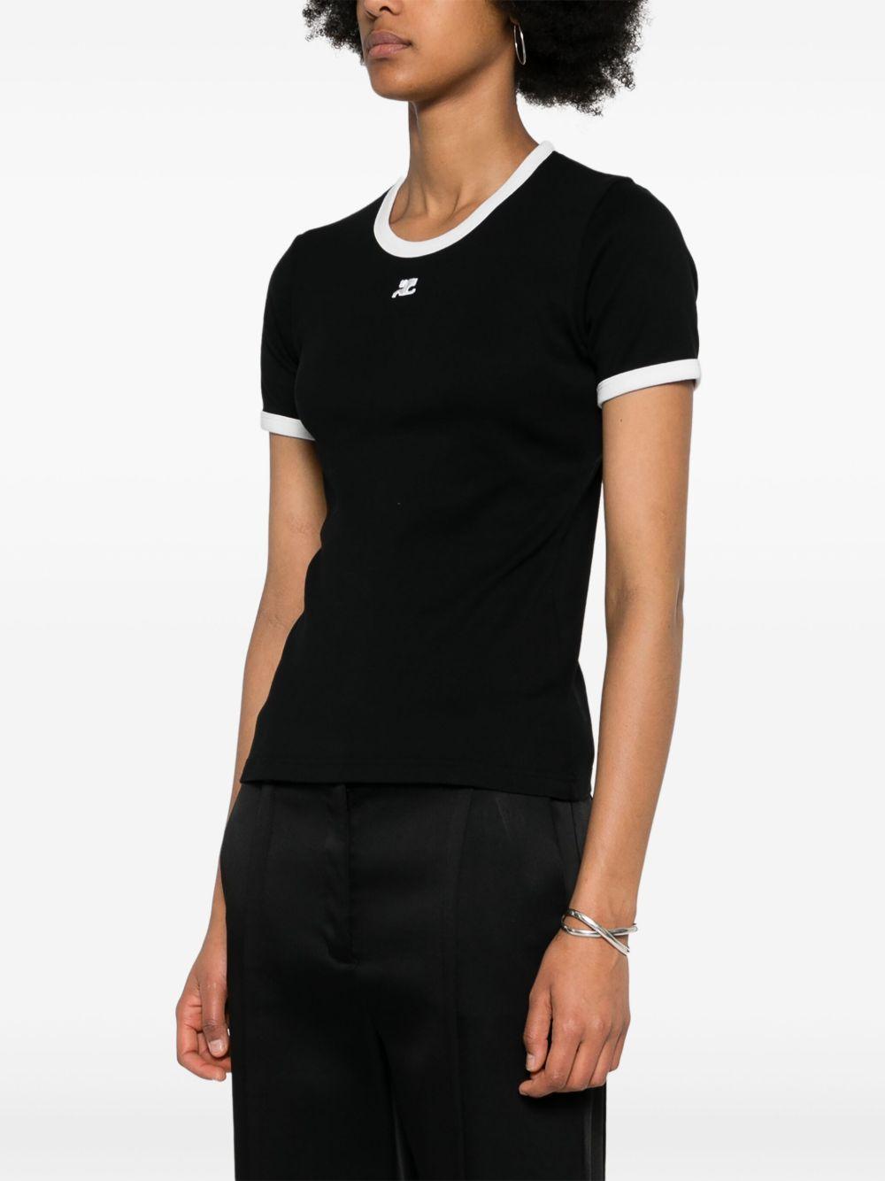 Logo-patch contrasting-trim T-shirt VESJTS017JS0070 9901 COURRÈGES