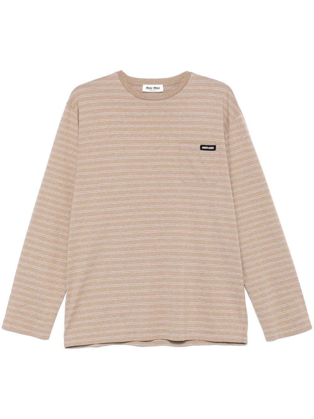 Striped T-shirt<BR/><BR/> MJL014 14RTF0I80 MIU MIU