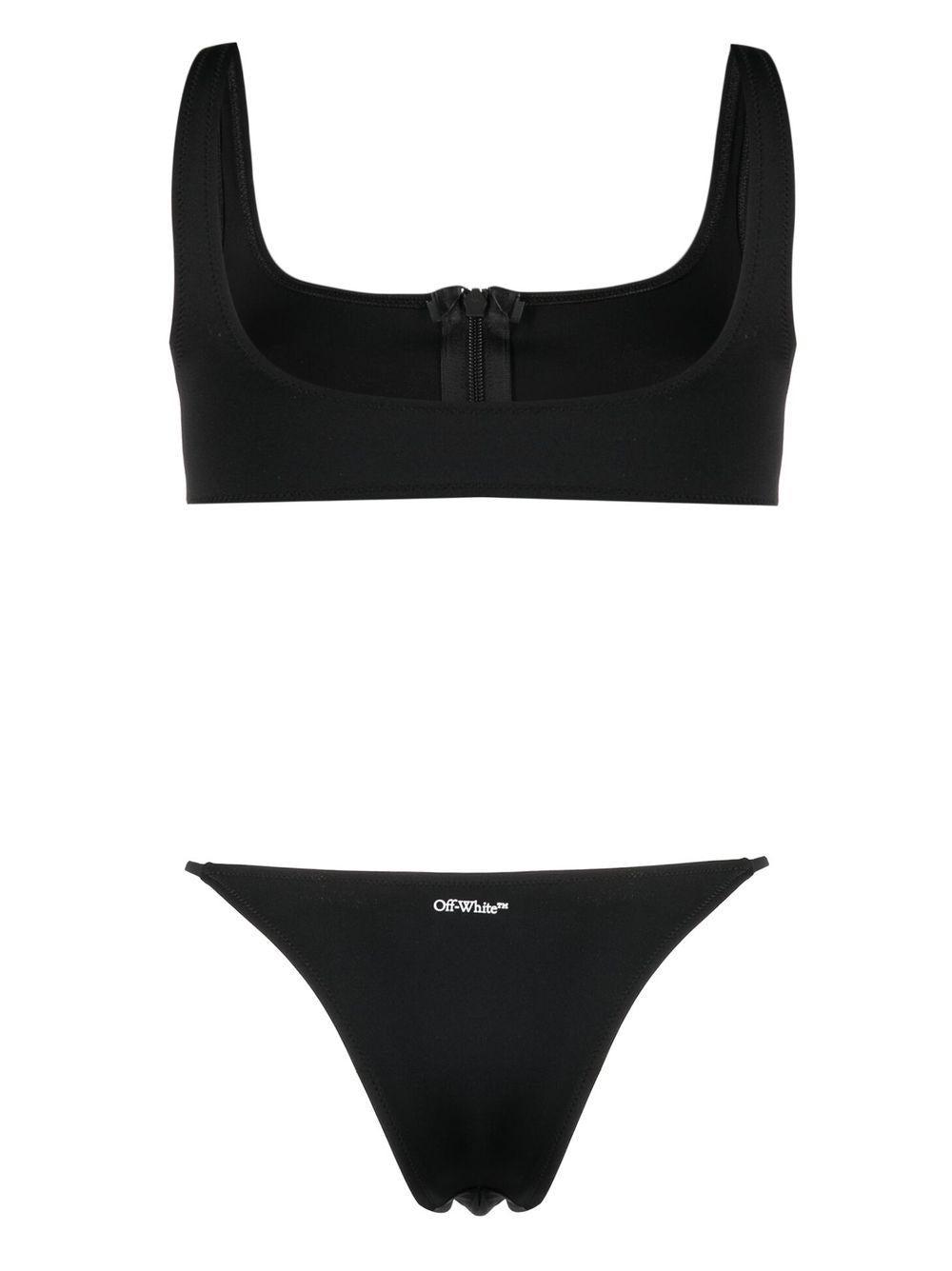 Zipped logo-print bikini OWFA095S23JER0011 000 OFF-WHITE