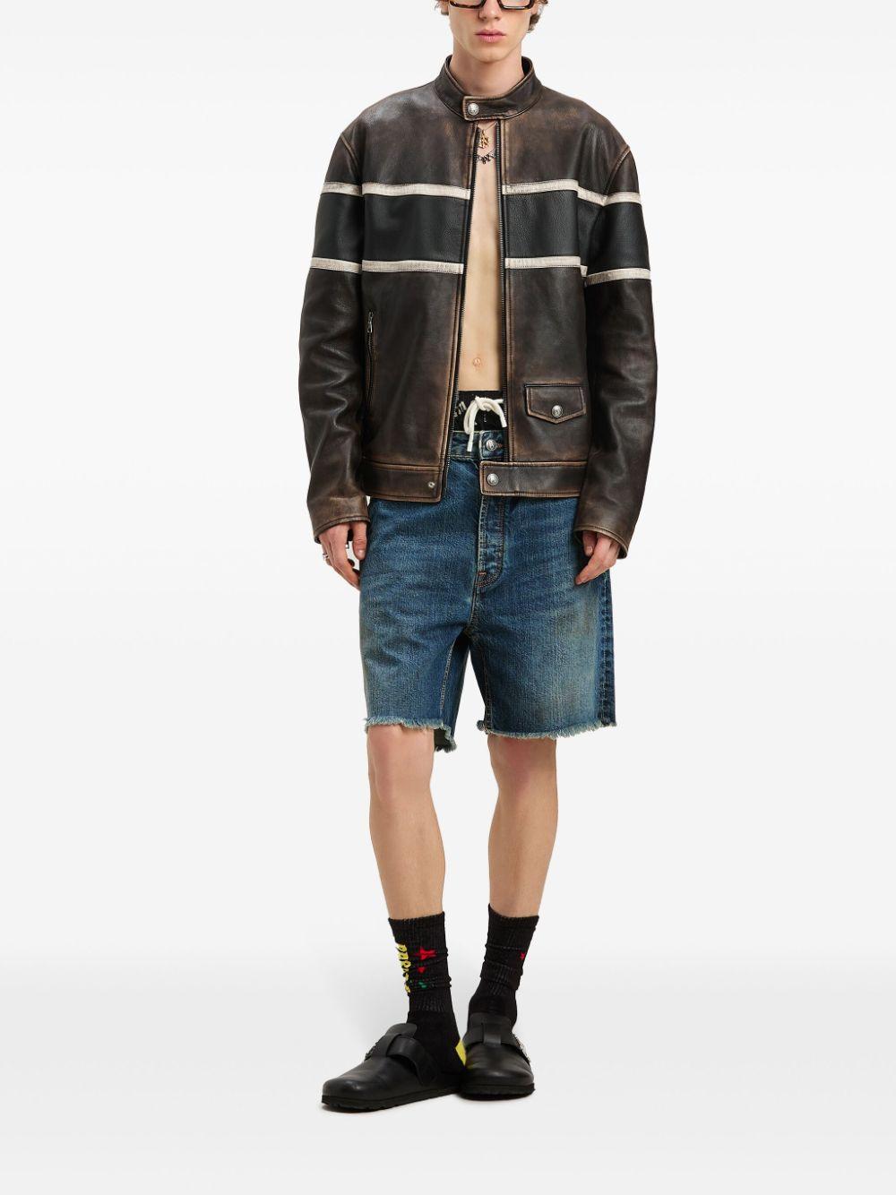 Logo-print denim shorts<BR/><BR/><BR/> PMYC003S25DEN003 4540 PALM ANGELS