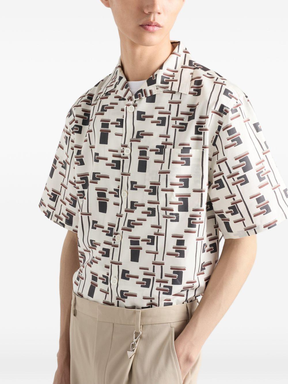 Printed cotton blend shirt UCS41419GW S-UMOF0S8V PRADA