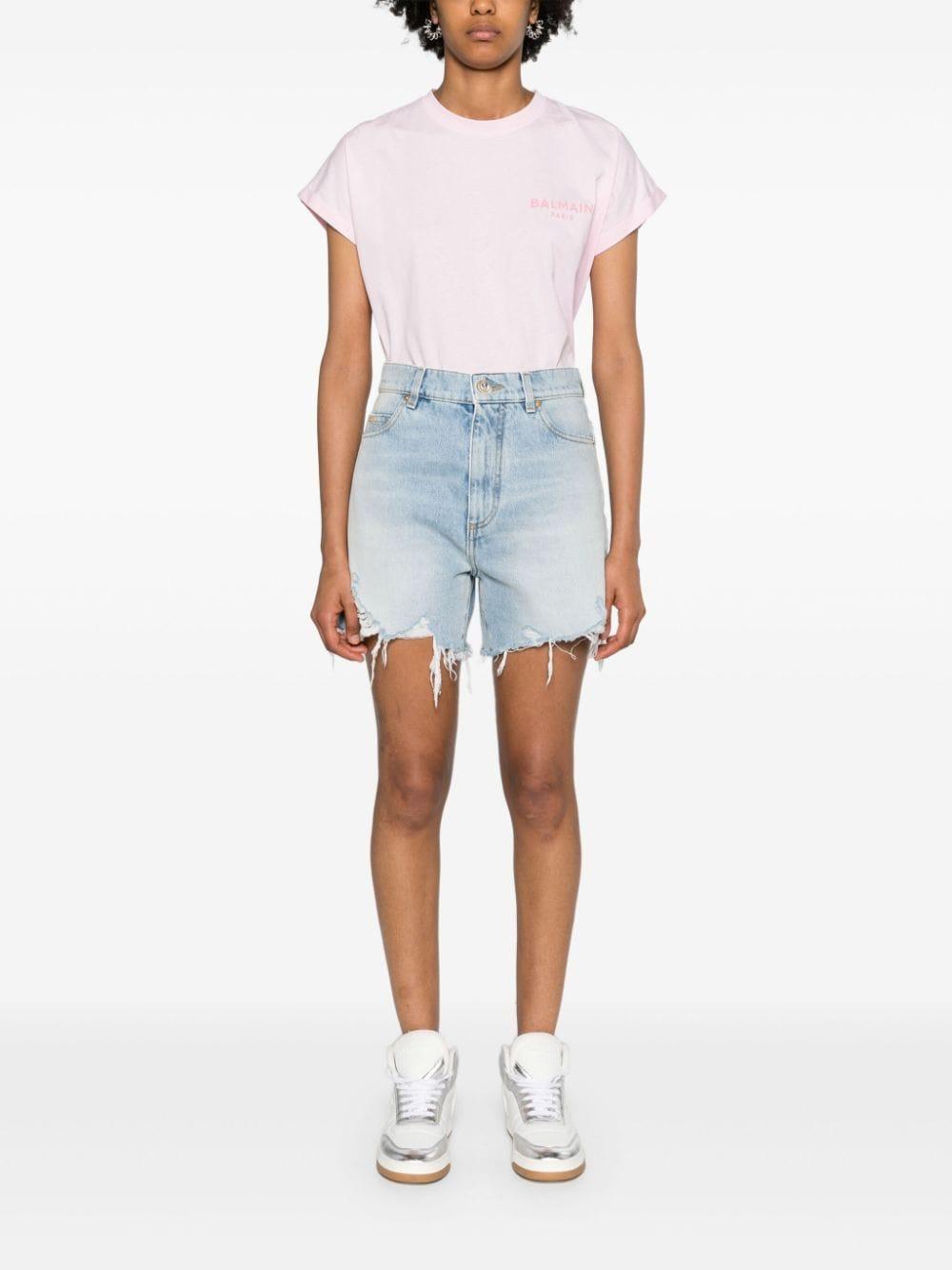 High-rise denim shorts<BR/><BR/><BR/> DF1MA121DE53 6FC BALMAIN