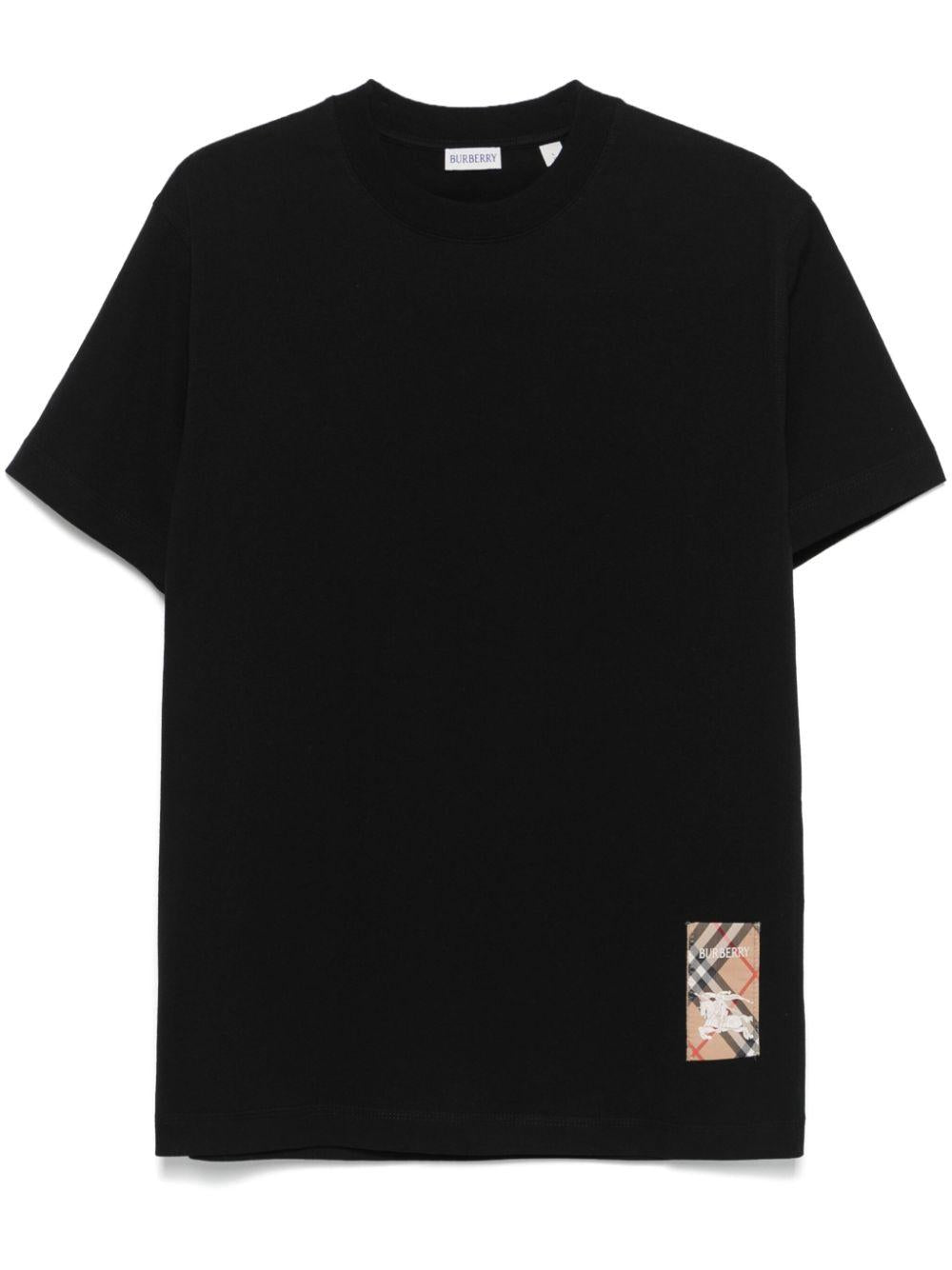 Check-logo patch cotton T-shirt<BR/><BR/><BR/> 8104889 A1189 BURBERRY