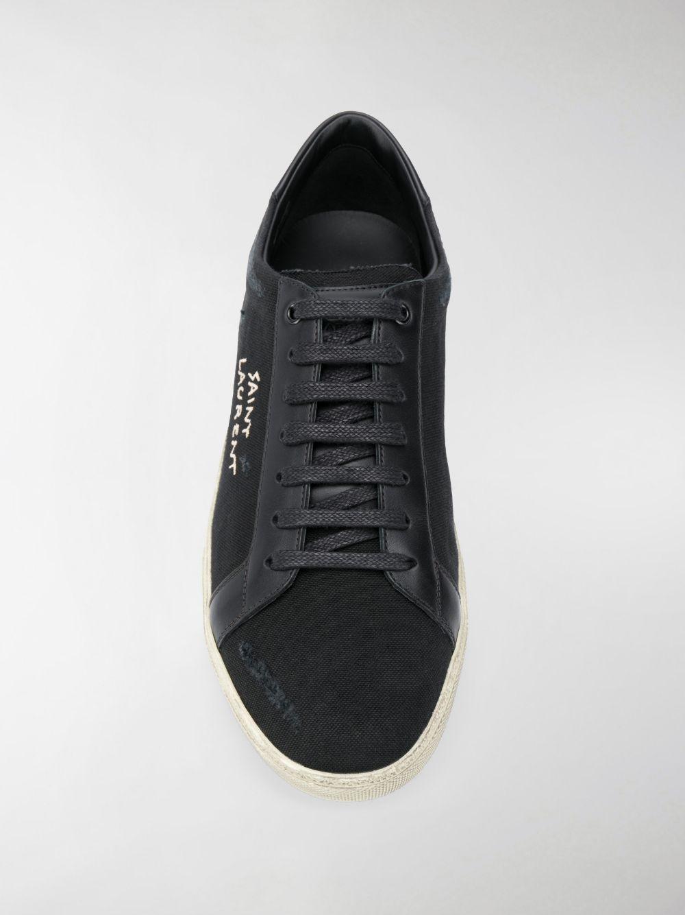 Black/white logo-print low-top sneakers 611106GUP50 1000 SAINT LAURENT